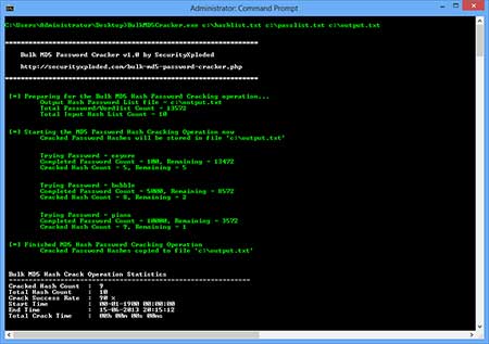 BulkMD5PasswordCracker in Action