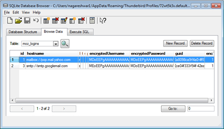 Thunderbird Sqlite Database